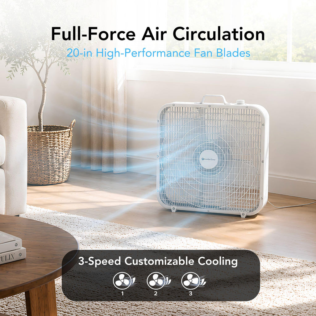 20 inch 3 Speed Box Fan with Carry Handle V6215