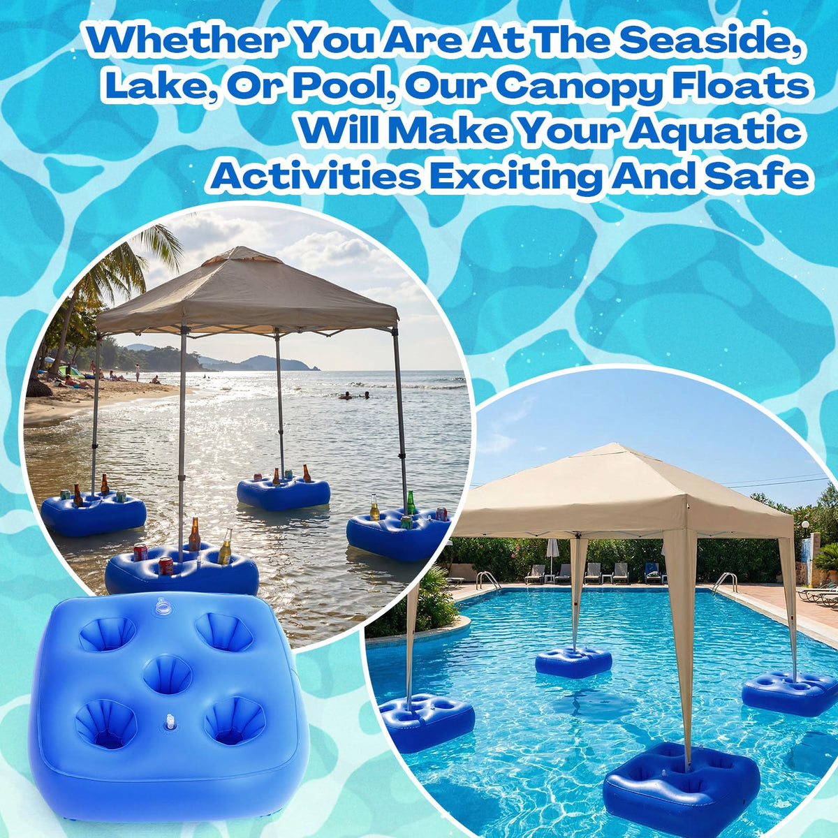 5 Pcs Water Canopy Float Kit with Cup Holders and Hand Air Pump F19750
