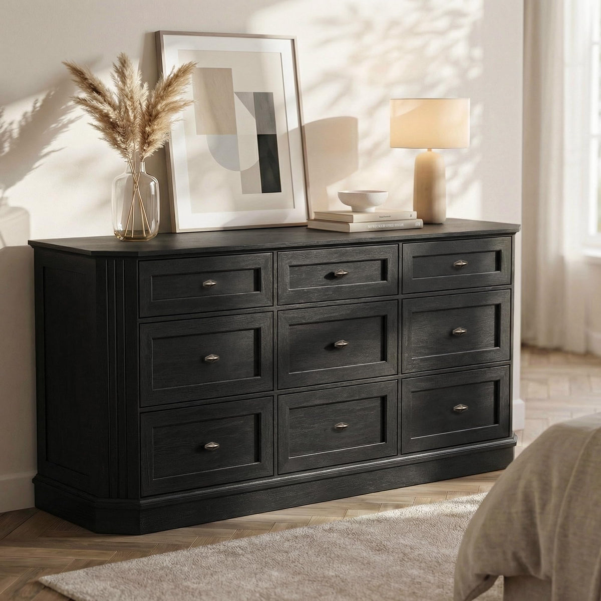 Black 9 Drawer Wood Dresser N692522