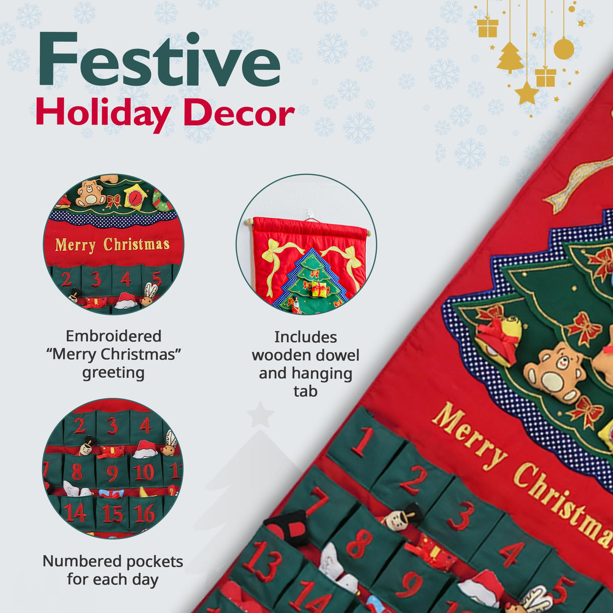 Christmas Advent Calendar with 24 Cloth Ornaments S221
