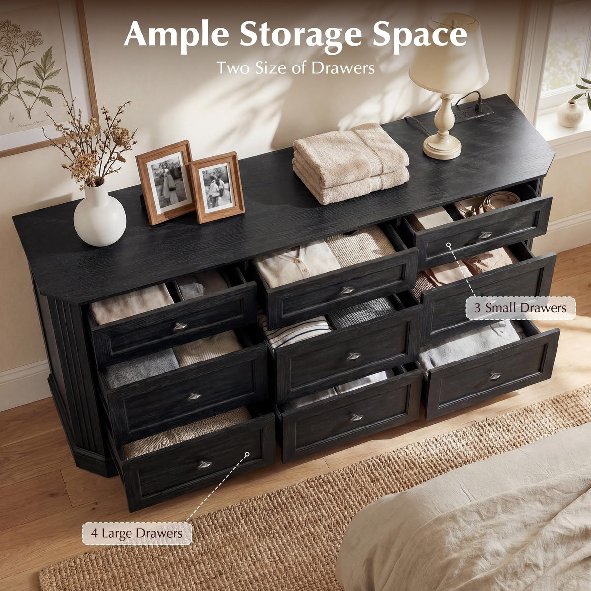 Black 9 Drawer Wood Dresser N692522