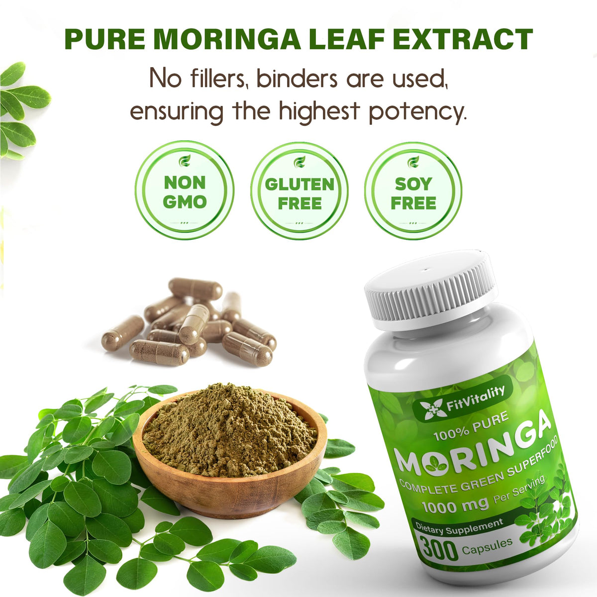 Moringa Capsules 300 Count F3671