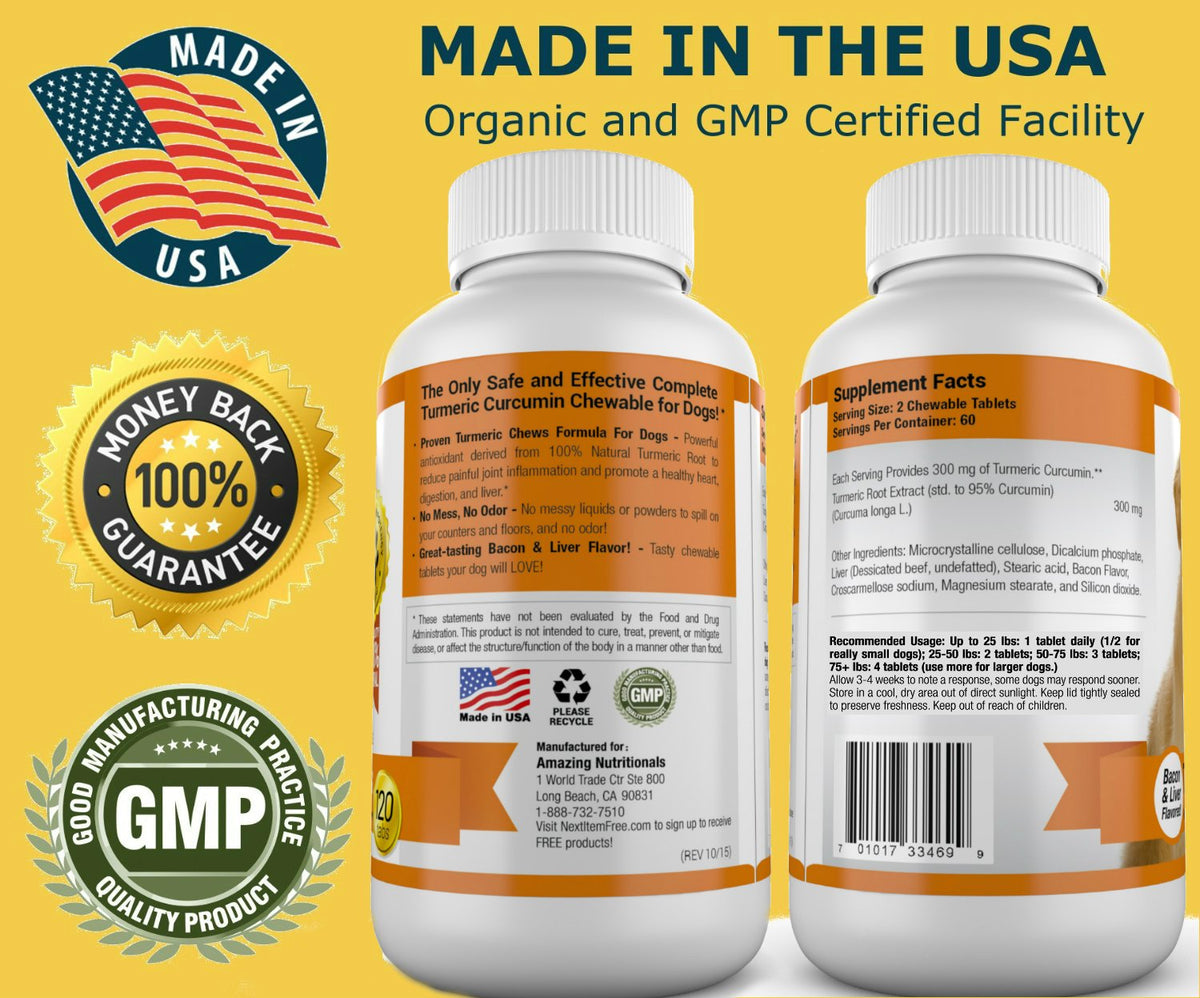 120 Chews Turmeric Curcumin Pet Antioxidant V2970