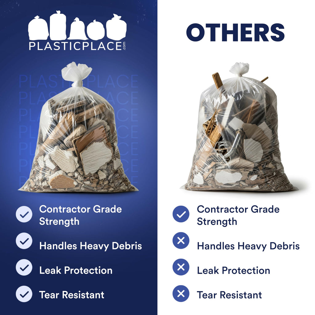 42 Gallon Clear Heavy Duty Trash Bags 4.0 Mil 50 Case U98283