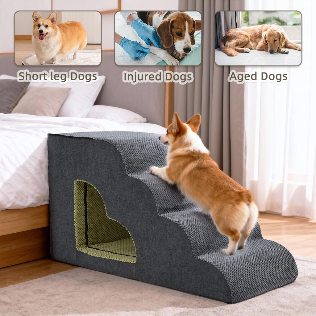 6 Step Non-Slip Grey Dog Stairs H3615