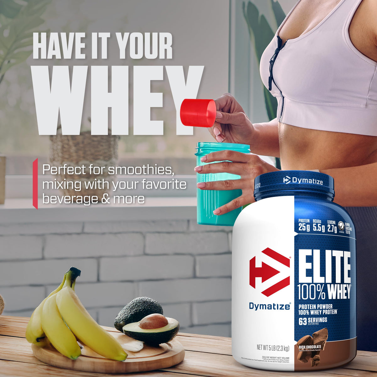 100% Whey Protein Powder, 25g Protein, Rich Chocolate, 5 Pound N24453