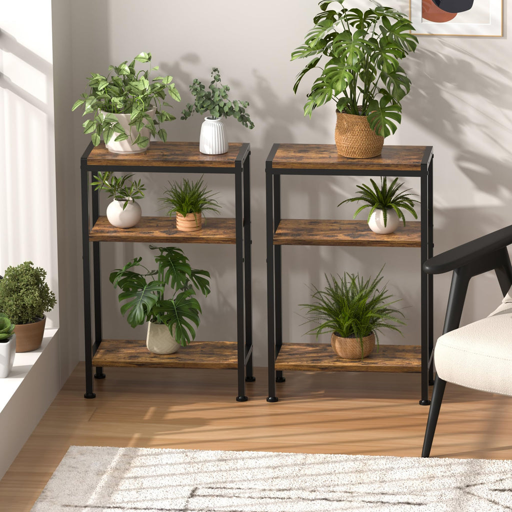 Narrow 3 Tier Slim Side Table Rustic Brown M9443