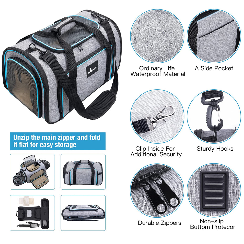 Airline Approved Expandable Soft Sided Pet Carrier with Fleece Pad Y132439