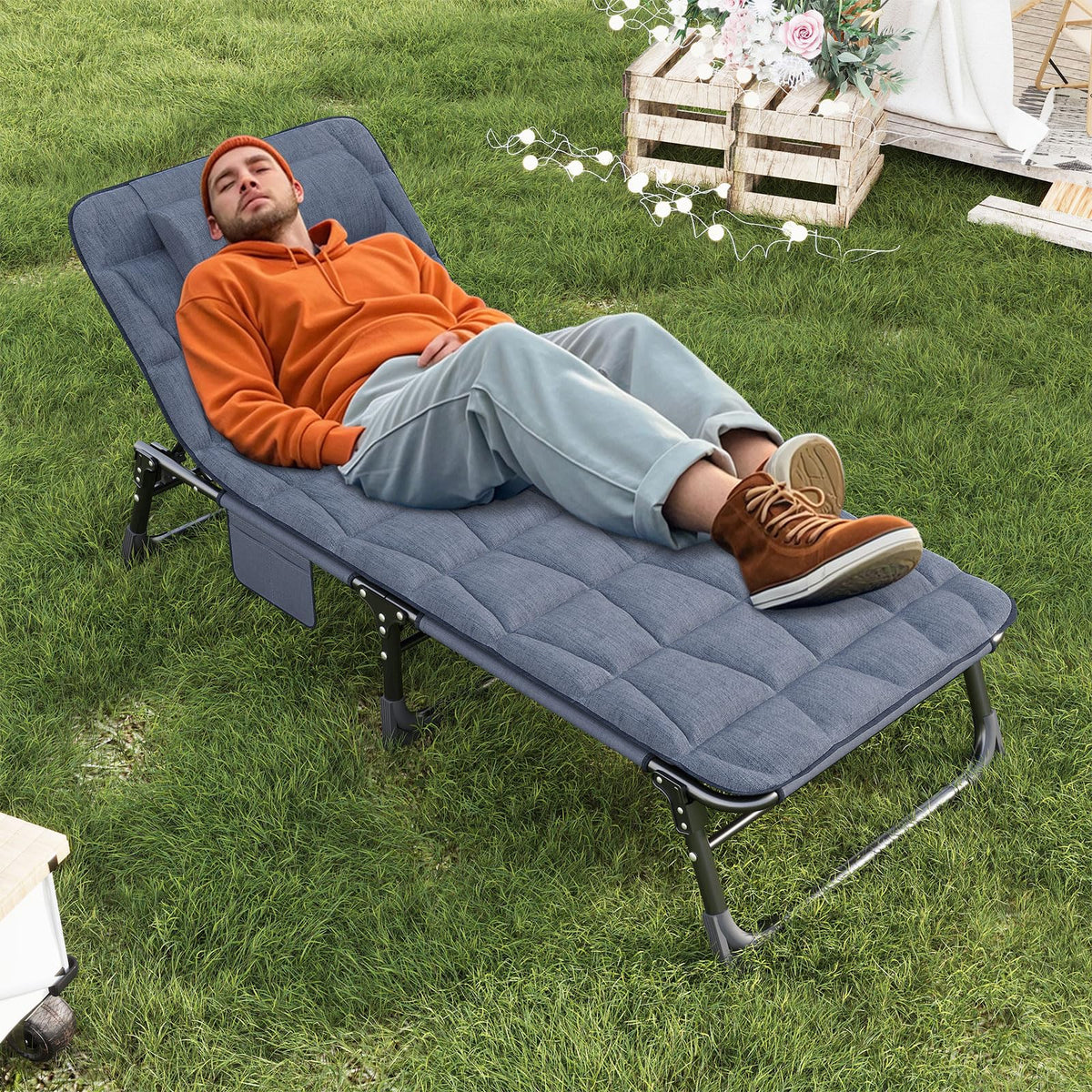 Folding Camping Cot with Pad K5678