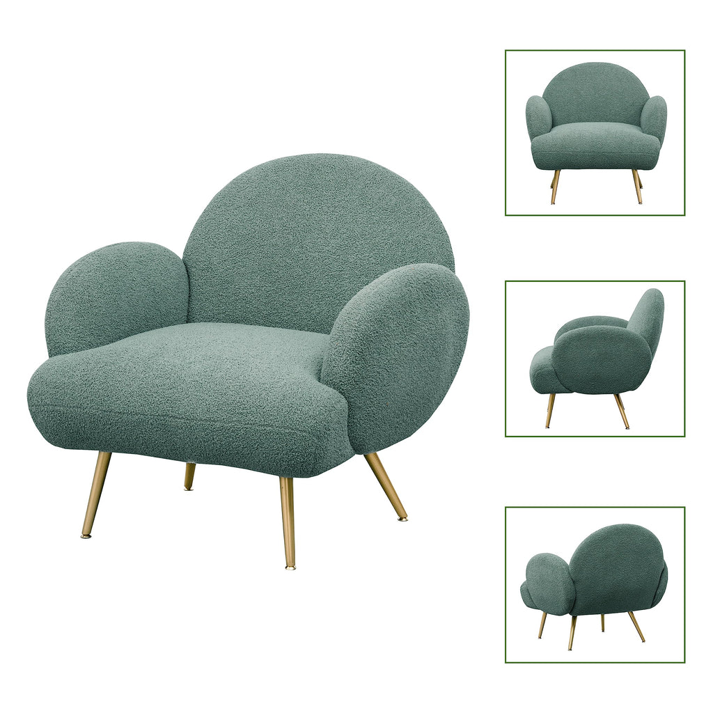 Green Sherpa Accent Chair Set of 2 with Gold Legs N12427