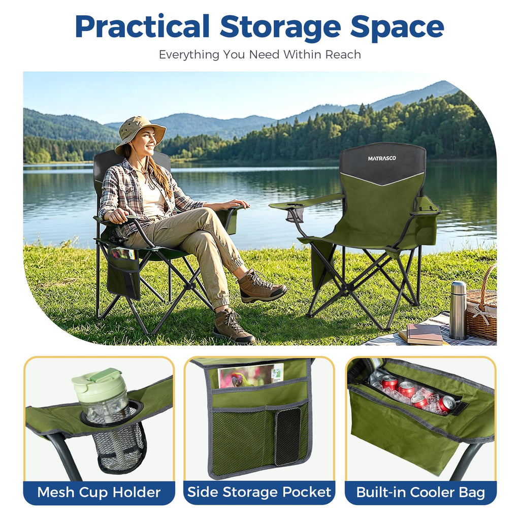 Green 2 Pack Folding Camping Chairs C7374