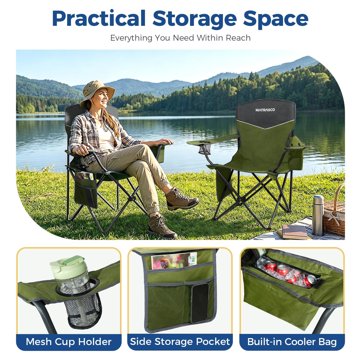 Green 2 Pack Folding Camping Chairs C7374