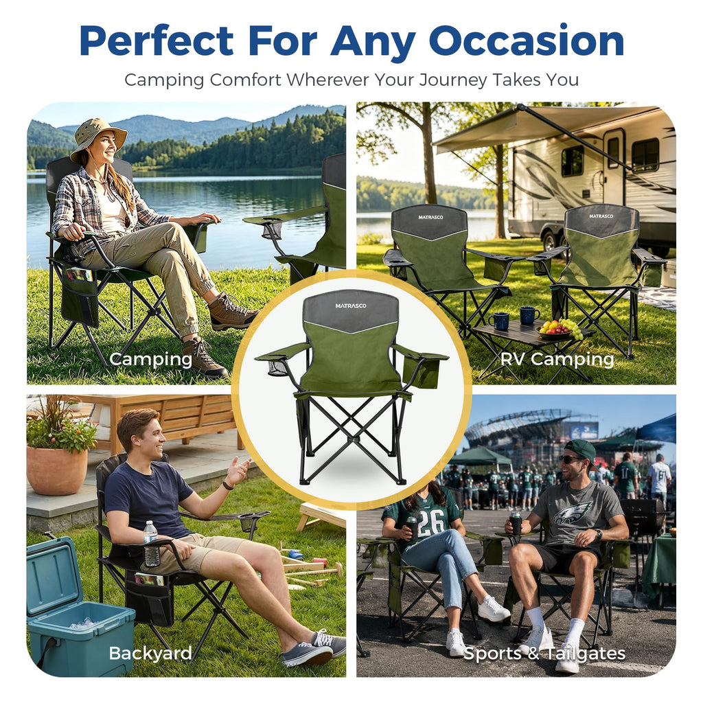 Green 2 Pack Folding Camping Chairs C7374