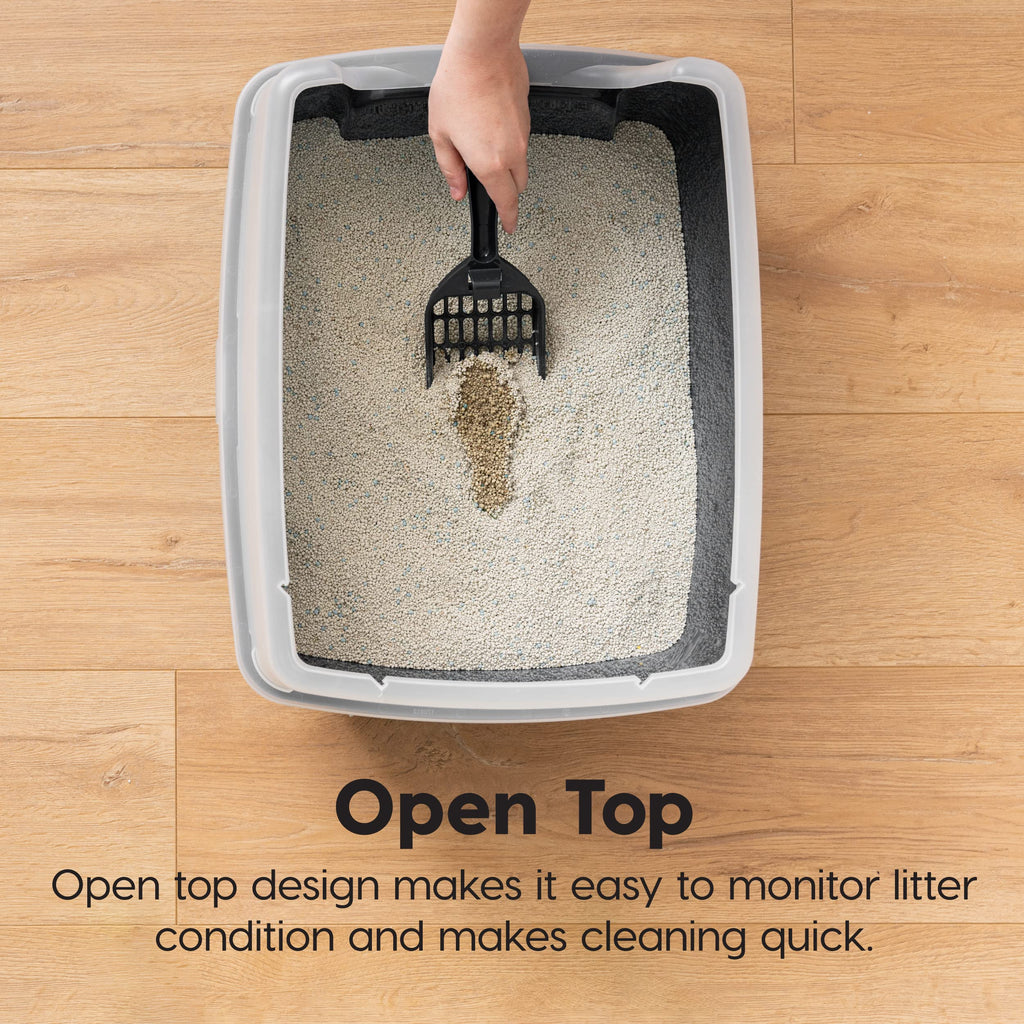 High Sided Cat Litter Box with Scatter Shield, Black P8306
