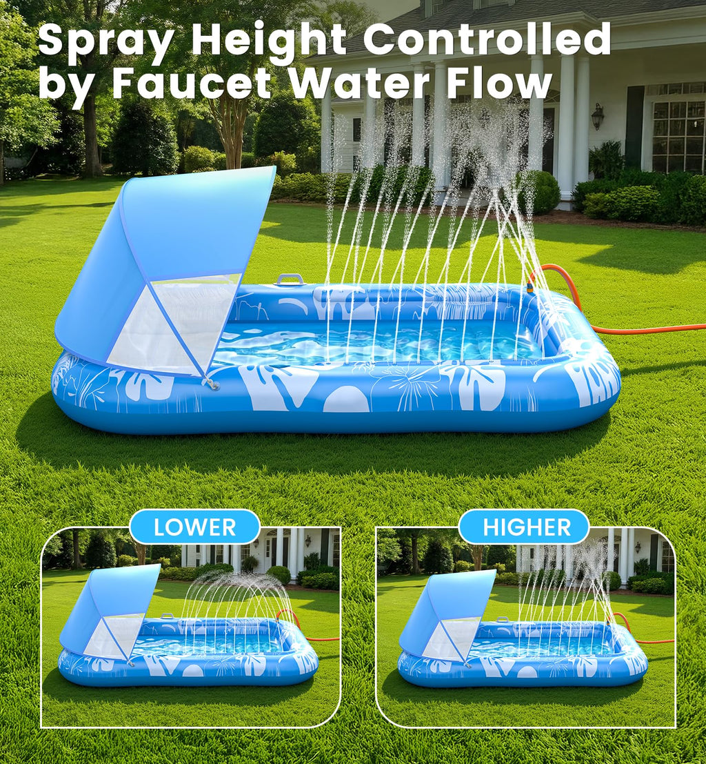 Inflatable Tanning Pool Lounger Float with Sprinkler, Pillow & Cup Holder L239
