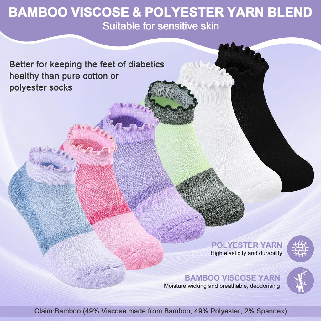 Diabetic Ankle Socks 6 Pairs Low Cut Non Binding P56098