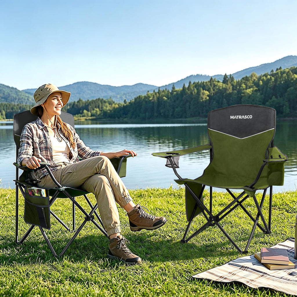 Green 2 Pack Folding Camping Chairs C7374