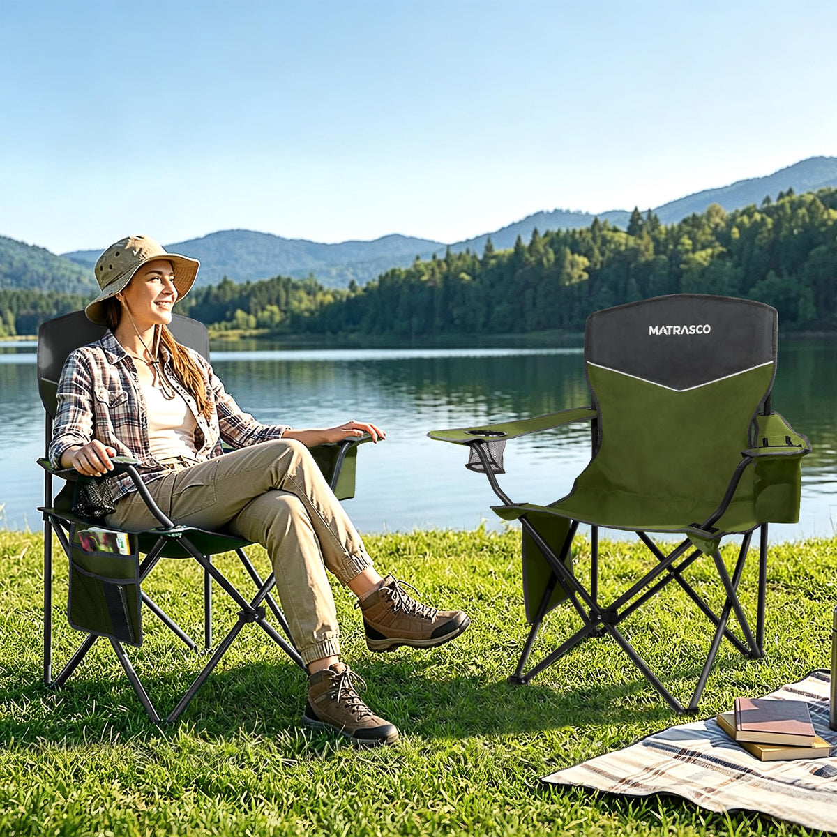 Green 2 Pack Folding Camping Chairs C7374
