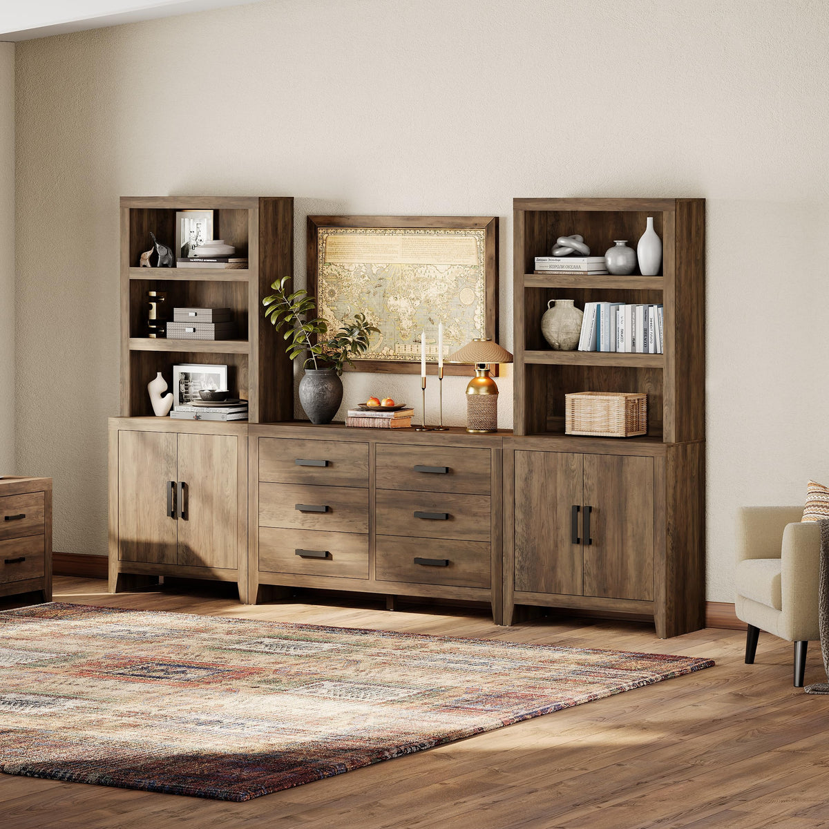 4-Piece Modular Entertainment Center with Bookshelves M685